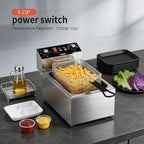 Electric Deep fryer Single Tank Deep Fryer with Basket Capacity 10L Electric Countertop Fryers with 60 Minute Timer for Home Kitchen and Restaurant