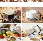 4-in-1 Adjustable Measuring Cup, Multi-Functional Kitchen Tool with Push-Button, with Adjustable Base & Scraper-Style Seal Base, Space-Saving Nesting Design for Cooking, Baking, Liquid & Dry Measure