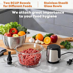 OLIXIS Electric Food Processor, 450W Meat Grinder & Vegetable Chopper with 2 Bowels for Home Use, Food Chopper with Double S-Blades for Vegetable, Onion, Garlic, Meat, Nuts, Black