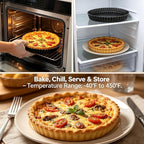 9 Inch Tart Pan with Removable Bottom, Quiche Pan Carbon Steel Heavy Duty Nonstick Pie Pan- Fluted Edges Loose Bottom, Extra Hgh 1.2-Inch Depth for Baking Fruit Tarts, Pies