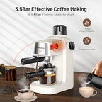 KEENSTAR 3.5Bar Espresso Machine with Milk Frother, 800W Compact Espresso and Cappuccino Machine with Preheating Function, 4 Cup Espresso Maker for Cappuccino or Latte, Gift for Coffee Lover Update
