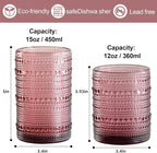 ZMOWIPDL Vintage Hobnail Drinking Glasses Set of 8,Purple 12 oz & 15oz Highball Glass Cups, Kitchen Drinkware Glassware,Embossed Water Tumbler,for Beer,Cocktail,Whiskey,Juice and Various Mixed Drinks