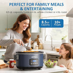 Programmable Slow Cooker with Locking Lid, Portable Multi-Cooker for Family and Gatherings, 8.5 QT Food Warmer with Adjustable Temp, Warmer with Digital Timer, Dishwasher-Safe, Blue