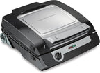 Hamilton Beach 4-in-1 Indoor Grill & Electric Griddle Combo with Bacon Cooker, Opens Flat to Double Cooking Surface, Removable Nonstick Plates, Black & Silver (25601)