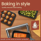 Bakken 4-Piece Bakeware Sets, Nonstick Carbon Steel Baking Sheet, Stackable Space-Saving Bakeware, Dishwasher Safe, Stain-resistant, PFOA, PFOS, & PTFE Free, Oven Safe Up To 450°F, Black