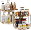 LAMU 2 Pack 2 Tier Lazy Susan Turntable Organizer 9.25'' Rotating Spice Rack Organization for Cabinet, Kitchen, Pantry, Countertop, Bathroom, Vanity, Medicine Cabinet Organizer, Amber