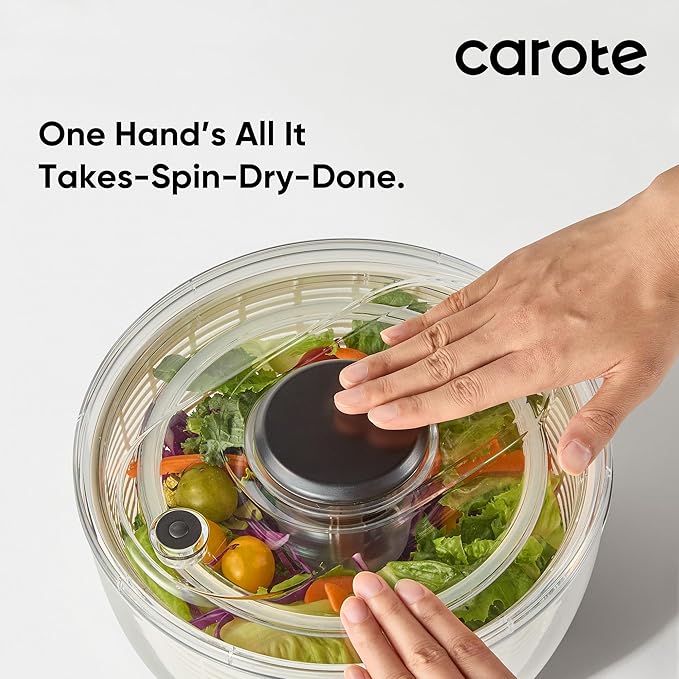 CAROTE 3.8 Qt Salad Spinner Small Lettuce Spinner Plastic Vegetable Fruit Washer, Vegetable Cleaner Salad Cleaner Lettuce Washer, Non-Slip Base, BPA-Free