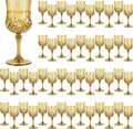 Plastic Wine Glasses, Plastic Goblets Vintage Style Cordial Unbreakable Drinking Glasses, Reusable Drinkware for Wedding Reception, Grand Event Party Supplies (48, Gold)