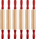 Mini Rolling Pin 7.5 Inch (6 Pack) Kids Rolling Pin Set for Play Dough Accessories Small Pin for Dough - Wooden Rolling Pins For Baking With Handles for Foods, Baking Supplies, And Playtime