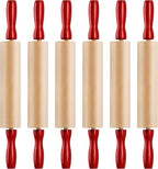 Mini Rolling Pin 7.5 Inch (6 Pack) Kids Rolling Pin Set for Play Dough Accessories Small Pin for Dough - Wooden Rolling Pins For Baking With Handles for Foods, Baking Supplies, And Playtime