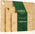 3PCS Bamboo Cutting Board Set - Durable Wooden Cutting Boards with Deep Juice Grooves & Built-in Handles & Hanging Holes, Ideal for Chopping Meat, Vegetables, Dishwasher Safe
