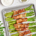 Wildone Baking Sheet with Rack Set (2 Pans + 2 Racks), Natural Aluminum Commercial Quality Cookie Sheet with Cooling Rack, Nonstick Baking Pan, Warp Resistant & Heavy Duty, Half Sheet Size