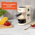 IMUSA 20 Bar Espresso Machine with Milk Frother, Compact 1-2 Cup Espresso & Cappuccino Maker, Thermoblock Fast Heating Coffee Machine, Hot & Iced Latte, Macchiato & Mocha Maker, Matte Almond