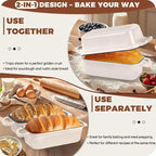 Cast Iron Bread Loaf Pan with Lid, Loaf Pans for Baking Bread 9x5, Enameled Bread Pans for Homemade Bread, Sourdough, Set of 2 (Cream White)