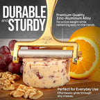 Zulay Kitchen Cheese Slicer With Adjustable Thickness – Heavy Duty Block Slicer with 2 Extra Wires – Ideal for Mozzarella, Cheddar, Gouda - Gold