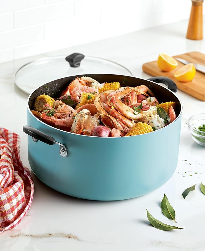 Farberware Cookware Nonstick Stockpot with Lid, 10.5 Quart, Aqua