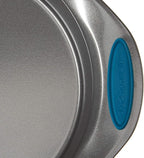 Rachael Ray 47021 Nonstick Bakeware Set with Grips includes Nonstick Baking Pans, Baking Sheet and Nonstick Bread Pan - 5 Piece, Gray with Marine Blue Handles