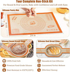 Panny Sourdough Starter Kit, Banneton Bread Proofing Basket with Glass Sour Dough Starter Jar, Sourdough Bread Baking Supplies, Making Tools, 9" Round & 10" Oval Baskets, Complete Gift for Men Women