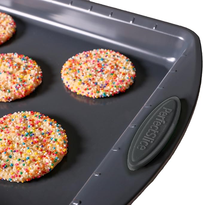 BergHOFF 11Pc Perfect Slice Bakeware Set, Covered Rectangle Cake Pan, Cookie Sheets, Muffin Pan, Loaf Pan, Round, Square and Rectangle Cake Pans, Slicer, Non Toxic, PFOA Free, Grey & Grey