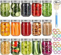 Glass Mason Jars with Silver Lids 16 oz - 15 Pack Regular Mouth Canning Jars for Food Storage, Meal Prep, Overnight Oats, DIY Crafts - Includes 24 Stickers & Brush