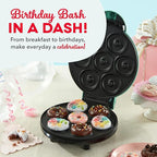 Dash Express Mini Donut Maker - Homemade Dessert Maker - Features Double-Sided, Non-Stick Surface & Space-Saving Design - Makes 7 - Aqua