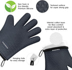 KITCHEN PERFECTION S Silicone Smoker Oven Gloves -Extreme Heat Resistant BBQ Gloves -Handle Hot Food Right on Your Grill Fryer Pit|Waterproof Oven Mitts |Superior Value Set+3 Bonuses