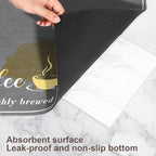 CooRug Absorbent Coffee Mat, Fashion Dish Drying Mat for Kitchen Counter Coffee Bar Accessories Espresso Machine Dish Rack 16" x 24" Dark Grey