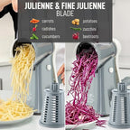 Zulay Kitchen Rotary Cheese Grater 5 Blade Cheese Shredder - Manual Hand Crank Cheese Grater With Reinforced Suction & 5 Interchangeable Drums - Easy to Use, Vegetable Chopper Round Mandoline Slicer