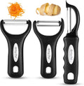 Spring Chef Vegetable Peelers for Kitchen - Stainless Steel Swivel, Y & Julienne Peelers, Potato Peelers with Soft Grip Handles, Kitchen Utensils Set of 3 for Fruits, Veggies, Apples, Carrots
