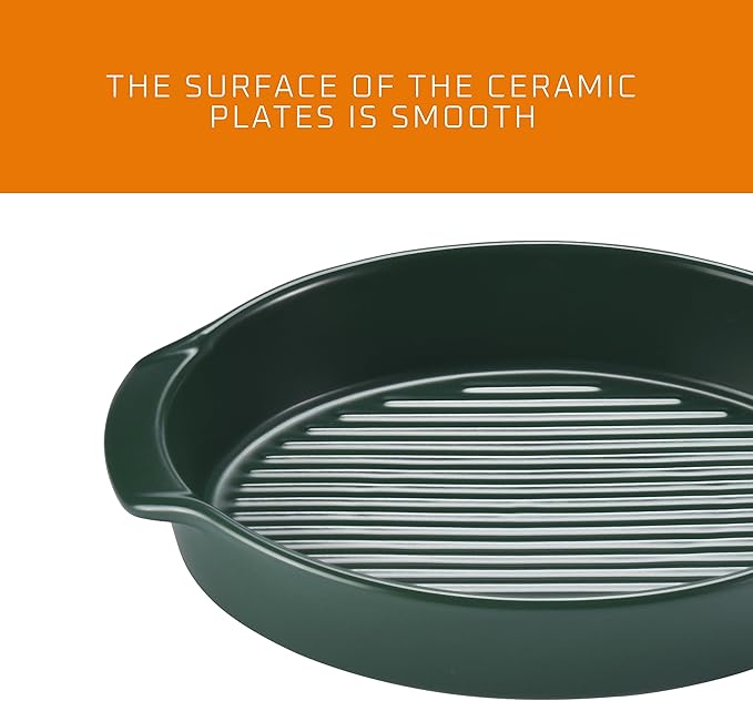 Bruntmor Oval Baking Dish Set for Oven, Durable & Versatile - Ceramic Serving Dishes - Oven Safe Au Gratin Baking Dishes Pans - Ideal for Any Occasions - Housewarming Gift - Set of 2 - Dark Green