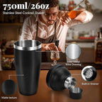 Bartender Kit,Cocktail Shaker Set 13-Piece Bar Tool Set with Acrylic Rotatable Stand for The Home,Bar（Frosted Black）