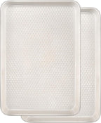 Wildone 2 Pack Half Sheet Baking Pans, Honeycomb Embossed Nonstick Baking Sheet 17.5x12 In, Thicker Carbon Steel Cookie Sheet, Even Heating & Warp Resistant, White