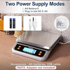 ATOGOU 66lb Food Scale, Commercial Kitchen Scale Plug-in Usable with Full View LCD Display, Stainless Steel, for Baking, Bread, Cooking, Meat, Vegetables, Farm, Industry LC200 Silver
