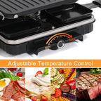 Raclette Table Grill, Indoor Grill Korean BBQ Grill Electric Griddle, 2 in 1 Electric Griddle Nonstick with 8 Raclette Cheese Pans Adjustable Temperature Control 1300W Ideal for Family Party Fun