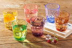 13oz Drinking Glasses Set Acrylic Glassware for Kids Colored Plastic Tumblers Cups Picnic Water Glasses Unbreakable Juice Drinkware for Camping Restaurant Beach Party BPA Free Dishwasher Safe