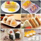 7 Pcs Onigiri Rice Ball Mold Maker Kit, Musubi Press, Classic Triangle Shake Sushi Roller Mat Tool for Kids Bento Lunch and Home DIY, Non-stick, BPA-Free