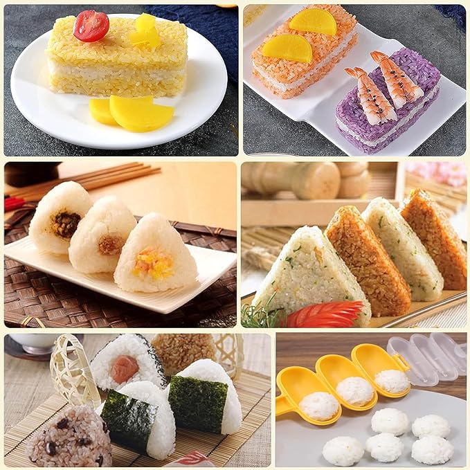 6 Pcs/Set Musubi Maker Kit with Luncheon Meat Slicer - Non-Stick Rice Ball Onigiri Press Mold, BPA-Free Sushi Mold for Hawaiian Musubi