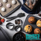 Baker's Secret Stackable Baking Set of 5 Bakeware Pans, Bakeware Set, Baking Pan Set Includes Muffin Pan, Roaster Pan, Square Pan, Cookie Sheet, Loaf Pan, Easy Store, Dishwasher Safe, Baking Supplies