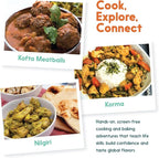 eat2explore Cooking Kits for Kids 15 Pcs – Interactive & Educational Kids Cooking Sets Real for Ages 5 and Up,3 Recipe Cards & Global Ingredients – Perfect for Families and Homeschooling (India)