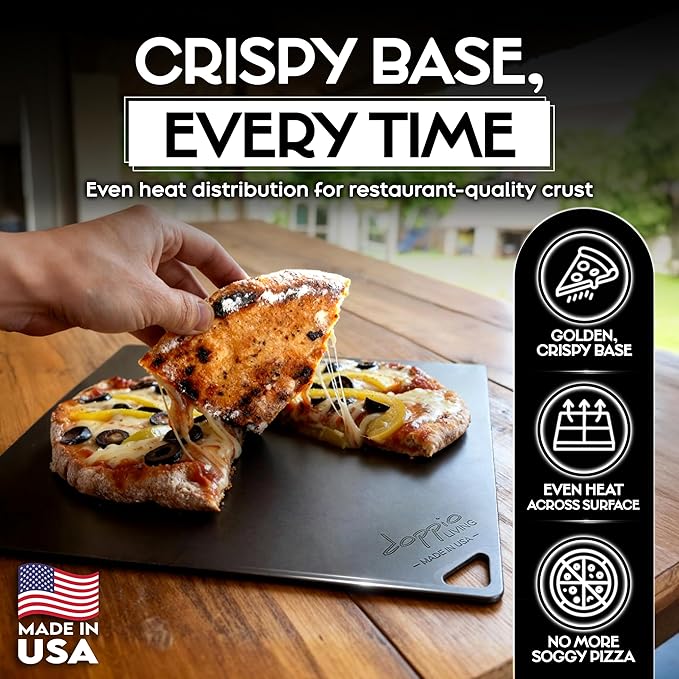 Pizza Steel for Oven | Made in USA | 16" x 14.25" | Pre-Seasoned Baking Steel for Bread, Pizza, Sourdough & More | Premium Quality Crust at Home | Use in Oven, Grill, BBQ |