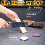 Rolling Knife Sharpener Kit – Magnetic 4-Angle Base, 3.86 Inches Longer Wooden Roller, 4 Grit Discs (1000/400 Diamond & 3000 Maroon / 6000 White Ceramic) and Leather Strop