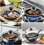 12 Inch Pan Lid, 12'' Frying Pan Lid, Tempered Glass Cast Iron Lids for Skillets, Fry Pan, Wok Pot (12 inch)