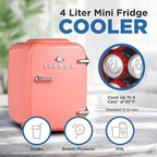 ICEBOX IBMF4BLS Mini Fridge For Bedroom, Skincare Refrigerator, Portable Cooler & Warmer for Makeup, for Office & Home, Mini (4 L / 6-Can), Blush Red