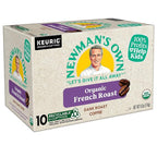 Newman's Own Organic French Roast Coffee, Keurig Single Serve K-Cup Pods, Dark Roast Coffee, 60 Count, (6 Packs of 10)