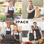 BeLuyi 2 Pack Adjustable Bib Apron with 2 Pockets Chef Cooking Kitchen Restaurant Aprons for Women Men