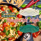 AUOON Clip On Strainer Silicone for All Pots and Pans, Pasta Strainer Clip on Food Strainer for Meat Vegetables Fruit Silicone Kitchen Colander (White)