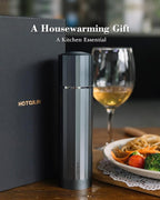 Manual Pepper Grinder, Heavy Duty Metal Pepper Mill with Adjustable Coarseness, High Output Grinding, Magnetic Powder Chamber, Refillable Pepper Grinder for Kitchen(Deep Gray)