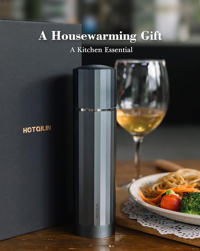 Manual Pepper Grinder, Heavy Duty Metal Pepper Mill with Adjustable Coarseness, High Output Grinding, Magnetic Powder Chamber, Refillable Pepper Grinder for Kitchen(Deep Gray)
