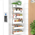 HuggieGems 6 Pack Magnetic Spice Storage Rack Organizer for Refrigerator and Oven, White Fridge Organizers and Storage
