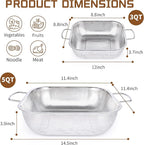 Gulex Colander Stainless Steel 3-Quart, Square Metal Strainers, Strainer for Kitchen Food, Dishwasher Safe